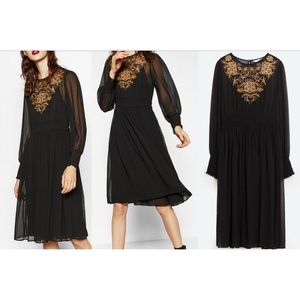 Zara sheer embroidered dress size M